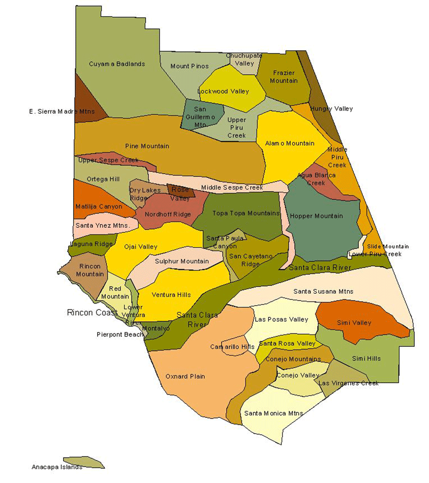 Map of Biogeographic Regions of Ventura County