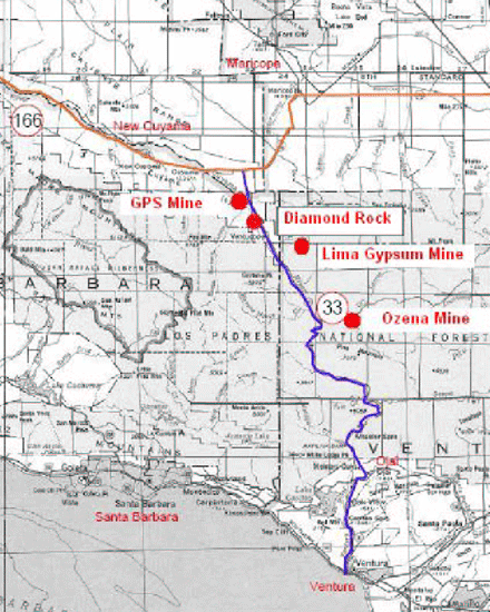 map of mine sites