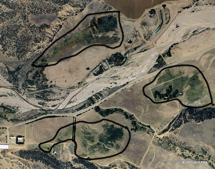 Aerial photo of wet meadows in Ozena Valley